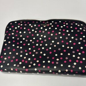 Kate Spade Black Clutch with Pink and White Dots
